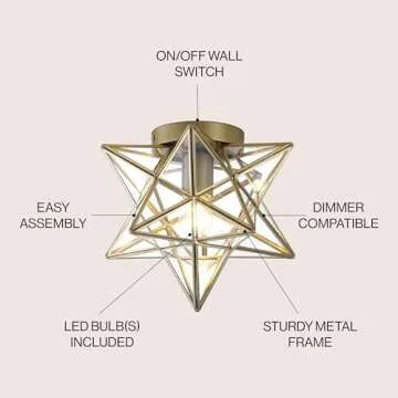 JONATHAN Y Stella 12" Moravian Star Flush Mount Light