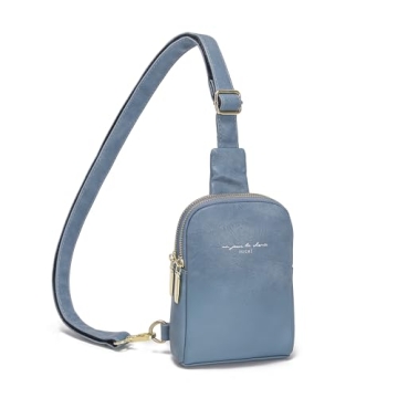 INICAT Travel Small Sling Bag Leather Crossbody Bags for Women 1 Liter(Denim Blue)