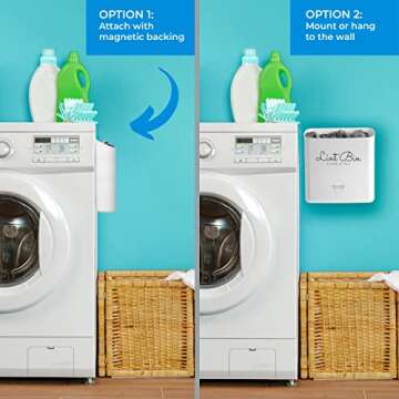 Lint Bin for Laundry Room Organization Decor Farmhouse Laundry Room Decor Accessories Space Saving Laundry Room Storage Containers Laundry Room Trash Can, Lint Holder Bin + 3 Wool Balls