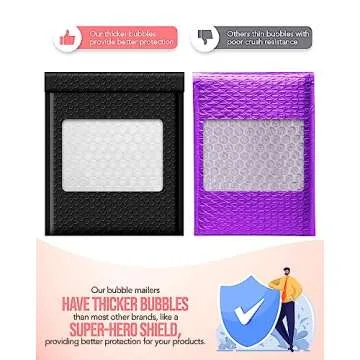 GSSUSA Black Bubble Mailers 8.5x12 25 Pack - Durable & Stylish