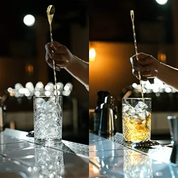 Elegant Gold Mixing Spoons for Cocktails and Drinks