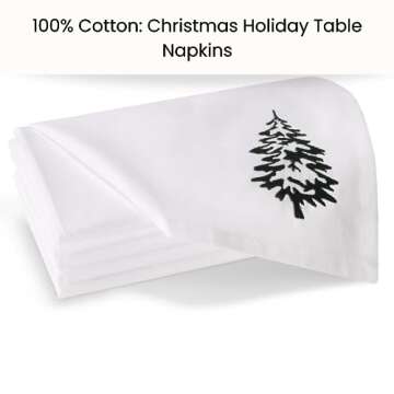 Cotton Clinic Christmas Napkins - Xmas Cloth Dinner Napkins 100% Cotton Set of 6 - Soft Durable Wash...