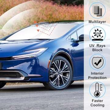 Windshield Sun Shade Custom Fit for 2023 2024 2025 Toyota Prius Accessories Foldable Sunshade Sun Bl...