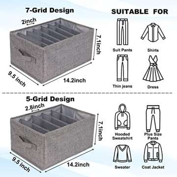 Fixwal 4pcs Wardrobe Closet Organizers and Storage with Board, 2pcs 7-Grid and 2pcs 5-Grid Foldable ...