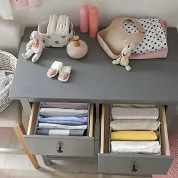 Fixwal 4pcs Wardrobe Closet Organizers and Storage with Board, 2pcs 7-Grid and 2pcs 5-Grid Foldable Jeans Organizer for Shelf Storage Bin Container for Shirts Pants Sweaters, Grey