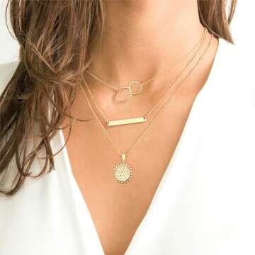 Yoosteel Layered Initial Necklaces - Elegant 14K Gold Plated Jewelry Set for Women