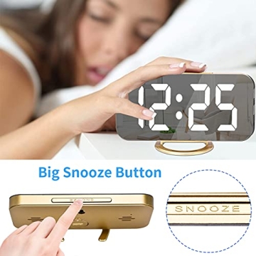 YGON Slim Digital Alarm Clock with USB Charging Ports, Stylish & Functional