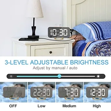 YGON Slim Digital Alarm Clock with USB Charging Ports, Stylish & Functional