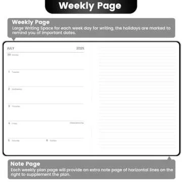 2025-2026 Planner - JUL. 2025 - JUN. 2026, Weekly Monthly Planner 2025-2026, 8" x 10", Academic Planner Weekly and Monthly with Weekly Note Page, Hardcover, Pen Loop, Elastic Band, Inner Pocket
