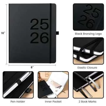 2025-2026 Planner - JUL. 2025 - JUN. 2026, Weekly Monthly Planner 2025-2026, 8" x 10", Academic Planner Weekly and Monthly with Weekly Note Page, Hardcover, Pen Loop, Elastic Band, Inner Pocket