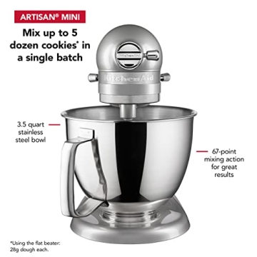 KitchenAid Artisan Mini Stand Mixer Compact Powerful Contour Silver