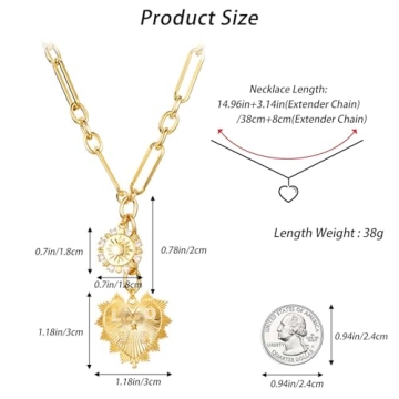 Stylish HETICA Chunky Gold Necklace with Heart Pendants