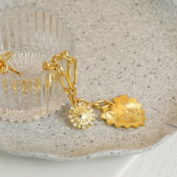 Stylish HETICA Chunky Gold Necklace with Heart Pendants