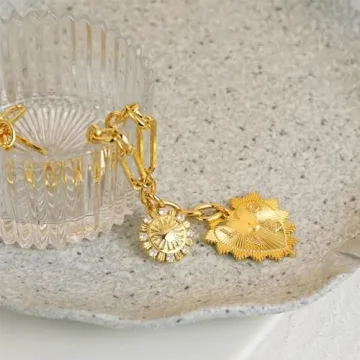 Stylish HETICA Chunky Gold Necklace with Heart Pendants