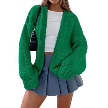 PRETTYGARDEN Womens Chunky Knit Cardigan - Trendy Style