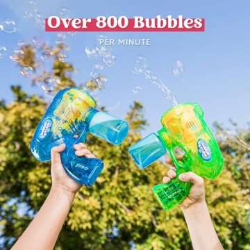 JOYIN 2 Bubble Guns Blaster Kit with 2 Solution for Kids, Automatic Bubble Maker Blower Machine for ...
