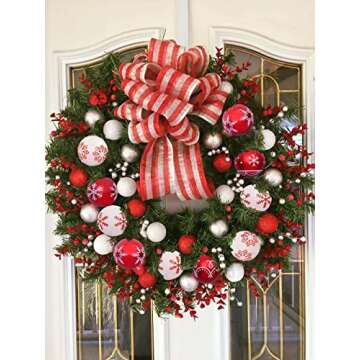 24 Pcs Christmas Balls Ornaments 2.36" Shatterproof Red White Christmas Tree Balls Xmas Hanging Ball Decorations for Christmas Wreath Holiday Wedding Party Home Decor