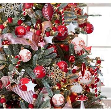 24 Pcs Christmas Balls Ornaments 2.36" Shatterproof Red White Christmas Tree Balls Xmas Hanging Ball Decorations for Christmas Wreath Holiday Wedding Party Home Decor
