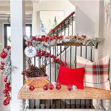 24 Pcs Christmas Balls Ornaments 2.36" Shatterproof Red White Christmas Tree Balls Xmas Hanging Ball Decorations for Christmas Wreath Holiday Wedding Party Home Decor