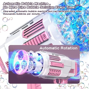 Bubble Machine Automatic Bubble Gun, Summer Beach Bubbles Blower Outdoor Kids Toys for Boy Girl Age 3 4 5 6 7 8 9 10 11 12 Year Old, Birthday Wedding Party Favors Gifts (No Dip)