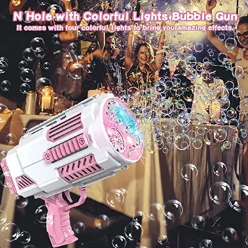 Bubble Machine Automatic Bubble Gun, Summer Beach Bubbles Blower Outdoor Kids Toys for Boy Girl Age 3 4 5 6 7 8 9 10 11 12 Year Old, Birthday Wedding Party Favors Gifts (No Dip)