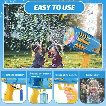 Bubble Machine Automatic Bubble Gun, Summer Beach Bubbles Blower Outdoor Kids Toys for Boy Girl Age 3 4 5 6 7 8 9 10 11 12 Year Old, Birthday Wedding Party Favors Gifts (No Dip)
