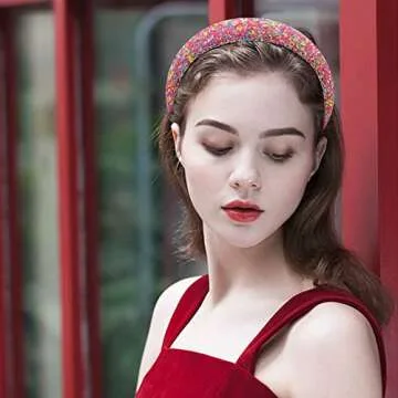 Atoden Padded Wide Headbands for Women - Cute Non-Slip Pink Hair Accessories, Fashion Hair Hoops and...