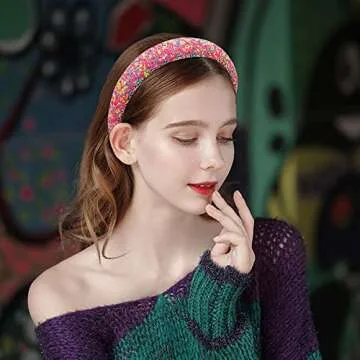 Atoden Padded Wide Headbands for Women - Cute Non-Slip Pink Hair Accessories, Fashion Hair Hoops and Gifts