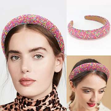 Atoden Padded Wide Headbands for Women - Cute Non-Slip Pink Hair Accessories, Fashion Hair Hoops and Gifts