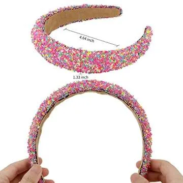 Atoden Padded Wide Headbands for Women - Cute Non-Slip Pink Hair Accessories, Fashion Hair Hoops and Gifts