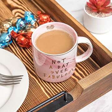 Not a Day Over Fabulous - Funny Birthday Wine Gifts Ideas for Women, Wife, Mom, Daughter, Sister, Aunt, Best Friends, BFF, Coworkers, Her - Pink Marble Mug, Ceramic Coffee Cup
