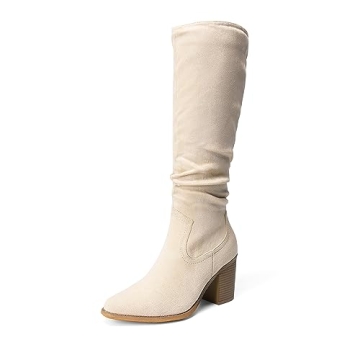 DREAM PAIRS Women's Knee-High Boots - Comfortable Slouchy Design with Zipper
