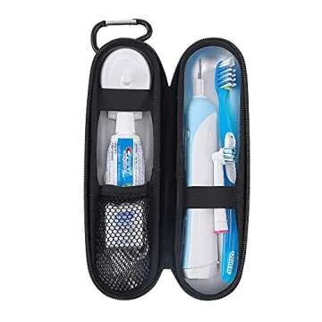 Wilken Electric Toothbrush Case | Universal Travel Case | Odor Free Thermoplastic Shell | Compatible with Oral B, Sonicare, and More Electric Toothbrush Brands (Carbon Fiber)