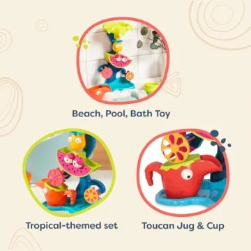 B. toys- Tropical Waterfall- Water Wheel Toy – Water & Sand Play Set – Water Wheel for Toddlers – Kids – Beach, Pool, Bath Toys – 18 Months +, Multicoloured