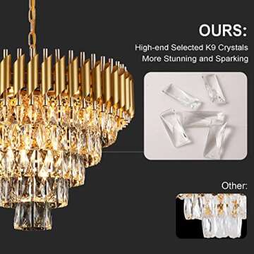 AXILIXI Modern Crystal Chandelier – Opulent Gold 5-Tier Design for Any Space