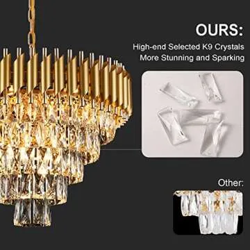 AXILIXI Modern Crystal Chandelier – Opulent Gold 5-Tier Design for Any Space