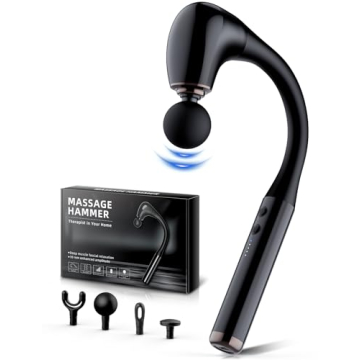 FVZ Massage Gun with Upgraded Extension Handle, 10MM Massage Gun Deep Tissue, Back Massager, Muscles/Neck/Shoulders/Waist/Legs Massager Portable for Pain Relief, 4 Massage Heads & 5 Speed Levels