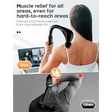 FVZ Massage Gun with Upgraded Extension Handle, 10MM Massage Gun Deep Tissue, Back Massager, Muscles/Neck/Shoulders/Waist/Legs Massager Portable for Pain Relief, 4 Massage Heads & 5 Speed Levels