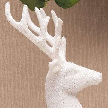 Benzoyl Christmas Reindeer Decoration Reindeer Christmas Decor Table top Decorations White Xmas Deer Figurine Glitter Holiday Reindeer Decor with White fur