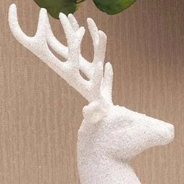 Benzoyl Christmas Reindeer Decoration Reindeer Christmas Decor Table top Decorations White Xmas Deer Figurine Glitter Holiday Reindeer Decor with White fur
