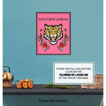 Poster of Gucci Wall Art - Glam Luxury Designer Room Decor - High Fashion Couture Picture for Bedroom, Apartment, Dorm - Gift for Woman, Women, Her, Wife, Fashionista - Cute Modern Home Decoration