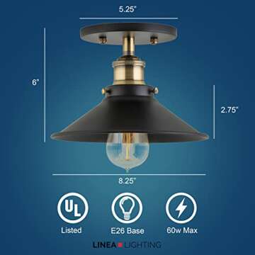Line di Liara Andante Black Flush Mount Ceiling Light
