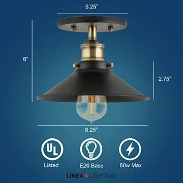 Line di Liara Andante Black Flush Mount Ceiling Light