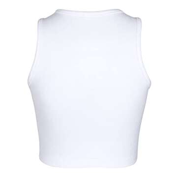 Artfish Women Casual Buttons Trendy Basic Sleeveless High Neck Rib-Knit Front Racerback Crop Tank Top Shirts White, M