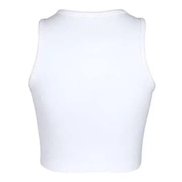 Artfish Women Casual Buttons Trendy Basic Sleeveless High Neck Rib-Knit Front Racerback Crop Tank Top Shirts White, M