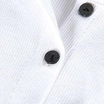 Artfish Women Casual Buttons Trendy Basic Sleeveless High Neck Rib-Knit Front Racerback Crop Tank Top Shirts White, M