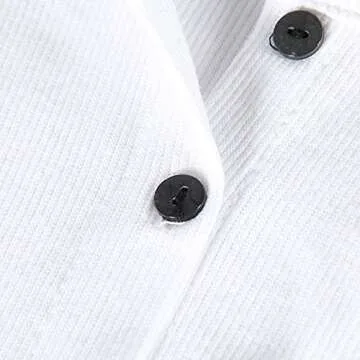 Artfish Women Casual Buttons Trendy Basic Sleeveless High Neck Rib-Knit Front Racerback Crop Tank Top Shirts White, M