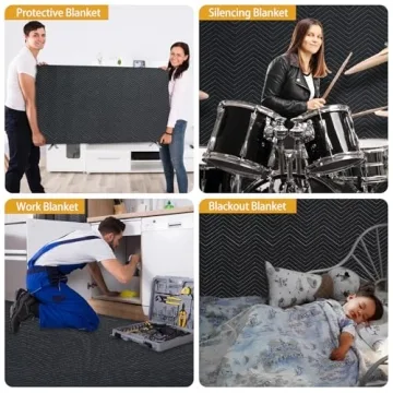 JZHLLA 72" x 40" Studio Large Sound Dampening Blanket, Sound Insulated Blanket Sound Absorbing Blanket with Grommets for Soundproofing Noise Reduction Light Blocker Basement Recording Studio