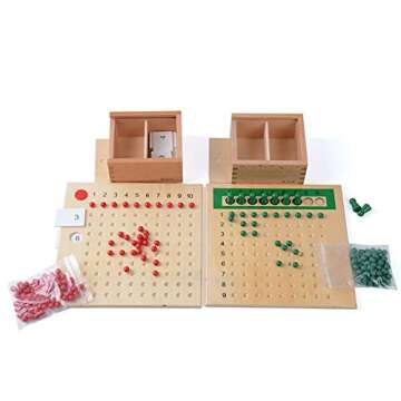 Kghios Montessori Multiplication and Division Board Montessori Math Toys Material for Toddlers Kids,Multiplication & Division Board