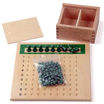 Kghios Montessori Multiplication and Division Board Montessori Math Toys Material for Toddlers Kids,Multiplication & Division Board